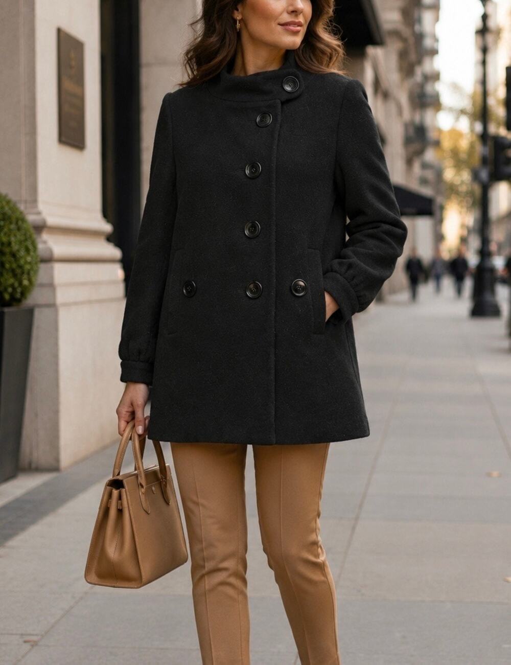 Vintage Manoush Asymmetric Button Front wool-blend Pea Coat size 36/4 US